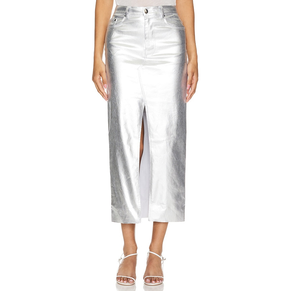 Lovers And Friends 'Naomi' Silver Maxi Skirt Size L